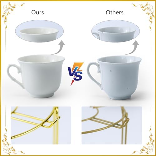 20 Pieces Porcelain Tea Set With Metal Holder, European Ceramic tea set for adults,Flower Tea Set,Tea Set For Women With Flower Painting - Image 6