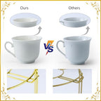 20 Pieces Porcelain Tea Set With Metal Holder, European Ceramic tea set for adults,Flower Tea Set,Tea Set For Women With Flower Painting - Image 6