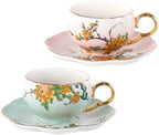 KAMMAK Tea Cups and Saucers Set of 2, Porcelain Coffee Cups, NX039 by KAMMAK