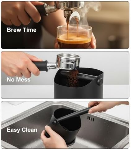 Small Espresso Knock Box, 25.36 oz / 750 mL Matte Black Stainless Steel Coffee Waste Bin, Anti-Slip Base, Easy-Clean Grounds Disposal Container, Compact Choice for Home Barista Use - Image 6