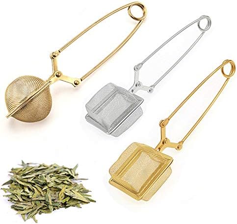 Tea strainer Gold Mesh Tea Infuser Stainless Steel Sphere Mesh Tea Strainer Coffee Herb Spice Filter Diffuser Handle Tea Ball Match Tea Bags (Color : Light Green) - Image 2