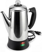 ALPHA LIVING PC-12SS Electric Coffee Percolator, 12 Cup Stainless Steel by AlphaLiving