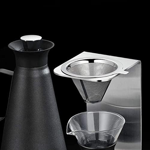 Coffee Filters Reusable Double Layer Coffee Filter Stainless Steel Cone Baskets Mesh Strainer Pour Over Dripper Tools - Image 5