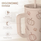 SANDJEST Pumpkin Tumbler with Handle and Straw 40oz – Stainless Sleel Slider Tumbler Travel Coffee Mug for Women - Gift Idea for Fall Autumn Halloween - Image 3