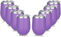 DOMICARE Stainless Steel Wine Tumbler Bulk with Lid, Personalized Insulated Tumblers Set, 12oz Travel Coffee Cups Pack of 8, Purple by VisittheDOMICARE