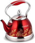Stainless Steel Kettle 0.74-qt – Small Tea Kettle for Stovetop, Fast Boiling Metal Teapot with Ergonomic Handle, Compact Water Kettle for Coffee & Tea, Silver (Red 0.7L) by STP-Goods