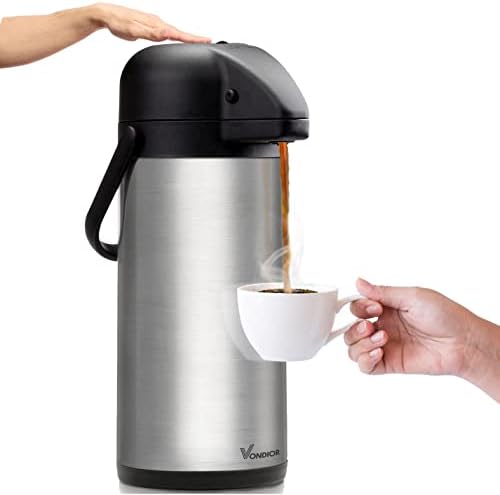 85 oz (2.5L) Airpot Coffee Carafe with Pump, Insulated Stainless Steel Coffee Dispenser, Coffee Carafes for Keeping Hot/Cold, Hot Beverage Dispenser for Party by Vondior