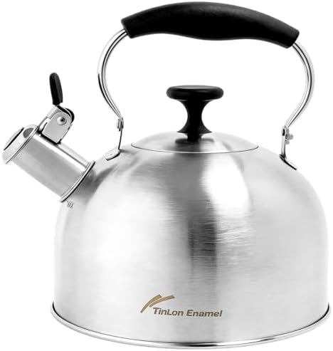Stainless Steel Tea Kettle, 2.5 Qt Stovetop Teapot, Brushed by TinlonEnamel