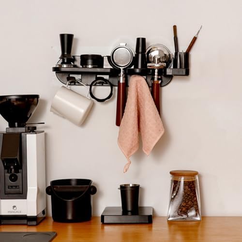 Portafilter Wall Mount Rack Wall Mounted Coffee Station Organizers Espresso Tools Coffee Tamper Holder Espresso No Drill Storage Shelf - Image 5