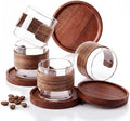Espresso Cups Set of 4, 5 oz Shot Cup with Wooden Ring, Coaster by Unknown