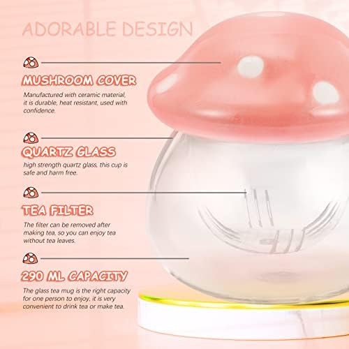 Glass With Ceramic Lid Removable Infuser Stovetop Tea Kettle Mushroom - Image 7