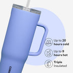 Corkcicle Cruiser Tumbler with Handle & Straw, 40 oz, Periwinkle - Image 3