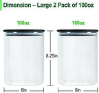 Urban Green Glass Jars with Black Lids, Glass Food Storage Canister with black lids, Pantry Flour Jars, Large Size Food Storage Containers set (2 Sets of 100oz) - Image 3