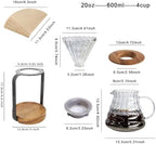Borosilicate Glass Pour Over Coffee Set – 20oz Carafe with Lid, Solid Wood Base, Stainless Steel Stand, 40 Unbleached Filters, Microwave & Dishwasher Safe – Gift for Coffee Lovers - Image 3