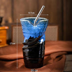 Ceramic Cup with Straw, Vintage Porcelain Coffee Mug, Handmade Mugs for Espresso Latte drink, Handleless, Dishwasher & Microwave Safe, large capacity - 16oz Blue - Image 2