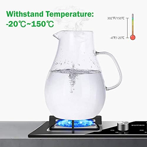 88OZ Glass pitcher with lid and Spout，High Heat Resistance Pitcher water jug for Hot/Cold Water & Iced Tea Wine Coffee Milk and Juice Beverage Carafe with Ice Tray (2.6L) - Image 2