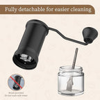 Manual Coffee Grinder, Stainless Steel Conical Burr Hand Mill with Glass Jar, Adjustable Settings, Portable Coffee Bean Grinder for Espresso, Pour Over, French Press, Black - Image 5