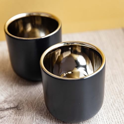 La Cafetière Double Walled Ceramic Espresso Mugs, Set of Two, 70ml, Black, LCDWMUG702PC - Image 6