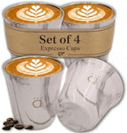 Kalmateh Heat Resistant Espresso Cups Set of 4 – Double Wall Insulated Stainless Steel Espresso Cup Set – Unbreakable 2.7oz / 80ml Demitasse Coffee Cups by Kalmateh
