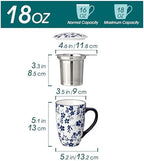 vancasso SELENE Porcelain Tea Mug, 18 oz Porcelain Tea Cup with Infuser and Lid Steeps Loose Leaf Tea, Microwave & Dishwasher Safe, Five-Leaf Clover - Image 2
