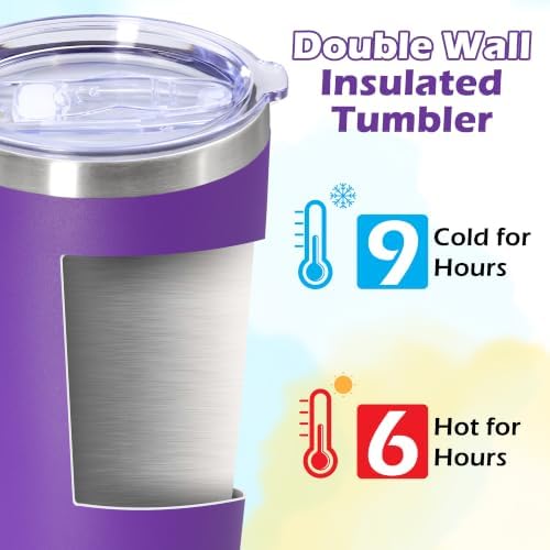 20oz Tumbler Insulated Tumblers Vacuum Coffee Mug with Lid Purple 12Pack - Image 4