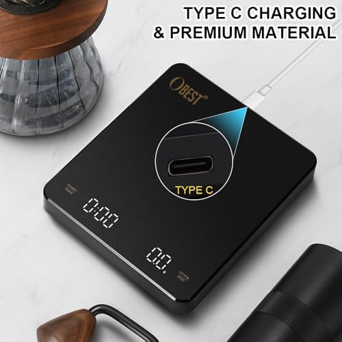 OBEST Mini Coffee Scale with Timer, Rechargeable Espresso Scale with Type-C - Image 5