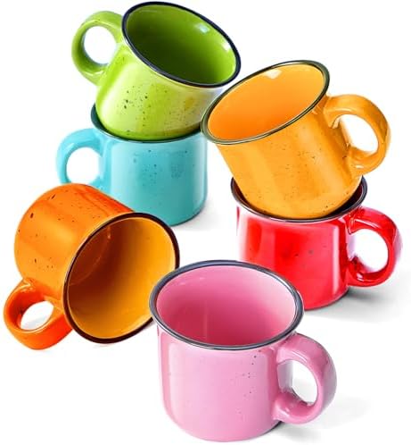 bestone Coffee Mugs Set of 4，16 oz Large Ceramic with Handles,Coffee,Salad,Noodles etc Cups for Cereal Latte,Vibrant Colors (Vibrant 6, 16-oz) by BESTONE