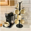 Evelots Countertop Coffee Mug Holder - Tea Cup Organizer Rack - Tree Hooks Hold 8 Large Mugs - Sturdy Wood with Black Finish - Coffee Bar Display Storage by Evelots