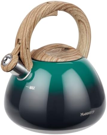 MARSKITOP Tea Kettle Teapot for Stovetop, Stainless Steel, 2.6 Quart, Green by MARSKITOP