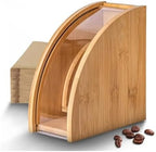 Bamboo Coffee Filter Paper Storage Box,Holder Stand Dispenser,Accessories，Easy Access(16.7x15.7 cm) - Image 2
