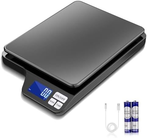 Large 5kg/11lb Kitchen Scale with 0.1g/0.01oz High Precision, USB Rechargeable Food Scale, Stainless Steel Pan, with Tare Function,for Baking Cooking Coffee Package Postage by KUBEI