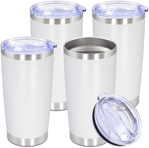 20oz Tumbler Stainless Steel Tumbler Coffee Tumbler with Lid White, 4P by AUWBON