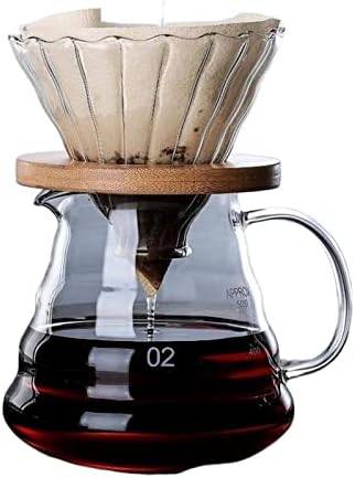 Coffee Filters Coffee Pot Glass Coffee Maker Wooden Coffee Dripper And Pot Set for Coffee Filter Reusable Coffee Filters(500ML) by Unknown