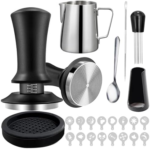 Espresso Tamper Set 51mm/53mm/58mm for Ascaso Baby T 2020–2026, Adjustable Calibrated Coffee Tamper & Distributor Kit, Barista Accessories for Espresso Machine,A 51mm Espresso Set by ponuyt