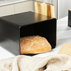 Salter BW12899EU7 Toronto Bread Bin – Acacia Wooden Lid, Powder Coated Finish, Easy Clean, Store Bread, Bagels, Pastries, Large Bread Bin Storage Container, Holds 2 Loaves of Bread, Black/Wooden - Image 3