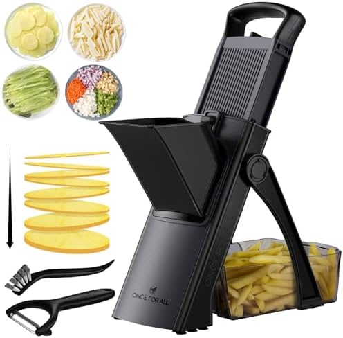 ONCE FOR ALL Safe Mandoline Slicer Plus with Peeler, Bigger Size, Black by ONCEFORALL