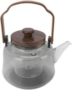Glass Teapot with 2 Removable Infusers 1000ml High High Borosilicate Glass Teapot with 2 Removable Infusers, 1000ml, Stovetop Safe, Wood Handle for Ele Borosilicate - Image 2