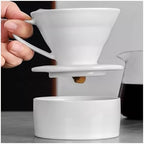 Ceramic Coffee Dripper Engine Brewing Filter Cup Pour Over Maker V Shape Drip Set(Black) - Image 2