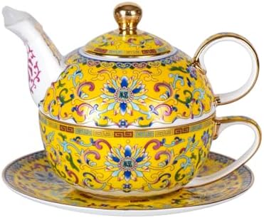 KAMMAK Tea for One Set, Ceramic Teapot, Bone China Tea Set, Cup and Saucer by KAMMAK