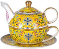 KAMMAK Tea for One Set, Ceramic Teapot, Bone China Tea Set, Cup and Saucer by KAMMAK