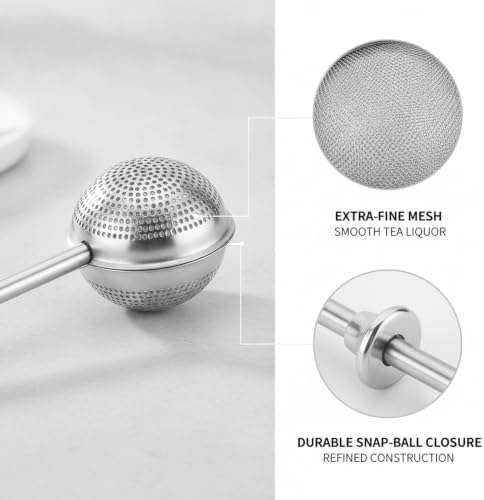 Stainless Steel Tea Infuser Ball with Fine Mesh, Snap-Lock Closure for Loose Leaf Tea in Mugs & Teapots (1 Count) - Image 6