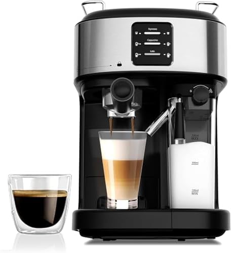 Electactic 20 Bar Professional Compact Espresso Cappuccino Machine with Auto Milk Frother, Stainless Steel Coffee Maker for Cappuccino, Latte by Electactic
