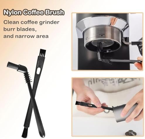 6Pcs Coffee Grinder Brush Set, Premium Wooden & Nylon Coffee Cleaning Brush with Air Blower & Wipe Cloth, Coffee Barista Brush Set for Coffee Machine Group Head - Image 2