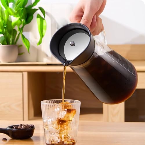 FixtureDisplays® 51oz/1.5L Cold Hot Full Immersion Brew Iced Coffee Maker Pitcher and Ice Tea Brewer with Spout & Silicone Seals, Glass Pitcher with 304 Stainless Steel Fine-Mesh Filter 22112-NPF - Image 4