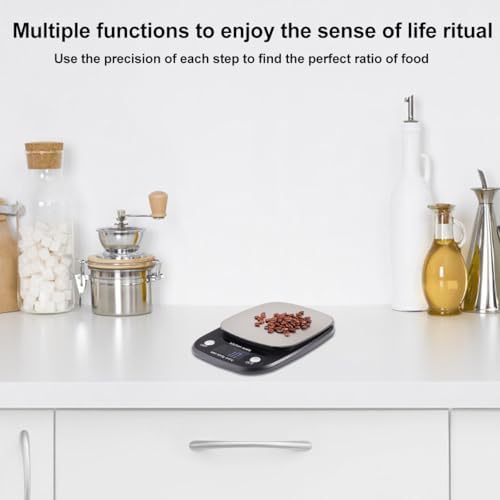 5kg 0.1g Stainless Steel Kitchen Scale with LCD Display Black - Image 4