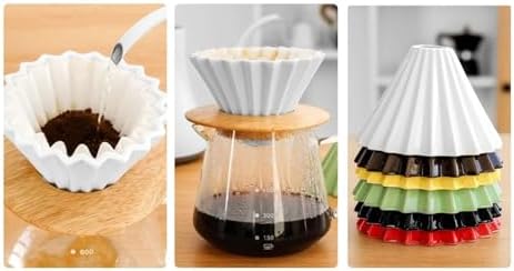 Ceramics V Shape Brewing Coffee Filter Cup For Pour Over Barista 60 Degree Dripper Cone Drip Funnel(WHITE SET) - Image 3