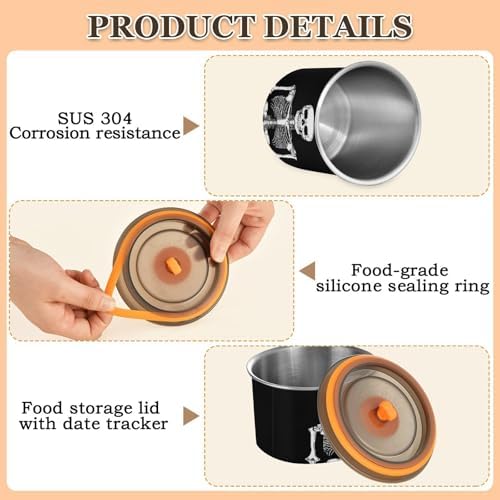 Stainless Steel Coffee Storage Containers with Airtight Lid, Human Skull Skeleton 17oz Food Storage Container Kitchen Canister for Tea, Coffee Beans, Ground, Sugar Storage - Image 5