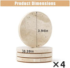 JOLENE.K Absorbent Natural Travertine Marble Drink Drink Mats, Set of 4-4-Inch Round Stone Drink Mat Set - Non-Slip Cork Backing, Spot & Mark Resistant Table Protectors - Tufa Natural Color - Image 7