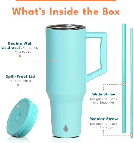 Elemental Spill Proof 40oz Insulated Tumbler with Handle & Straw Travel Mug - Image 3