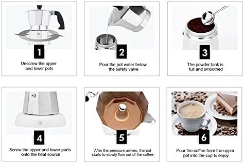 Pomya Octagonal Moka Pot, Aluminum Stovetop Espresso Maker 6 Cup, with Ergonomic Handle, for Gas Induction Cooktops - Image 7